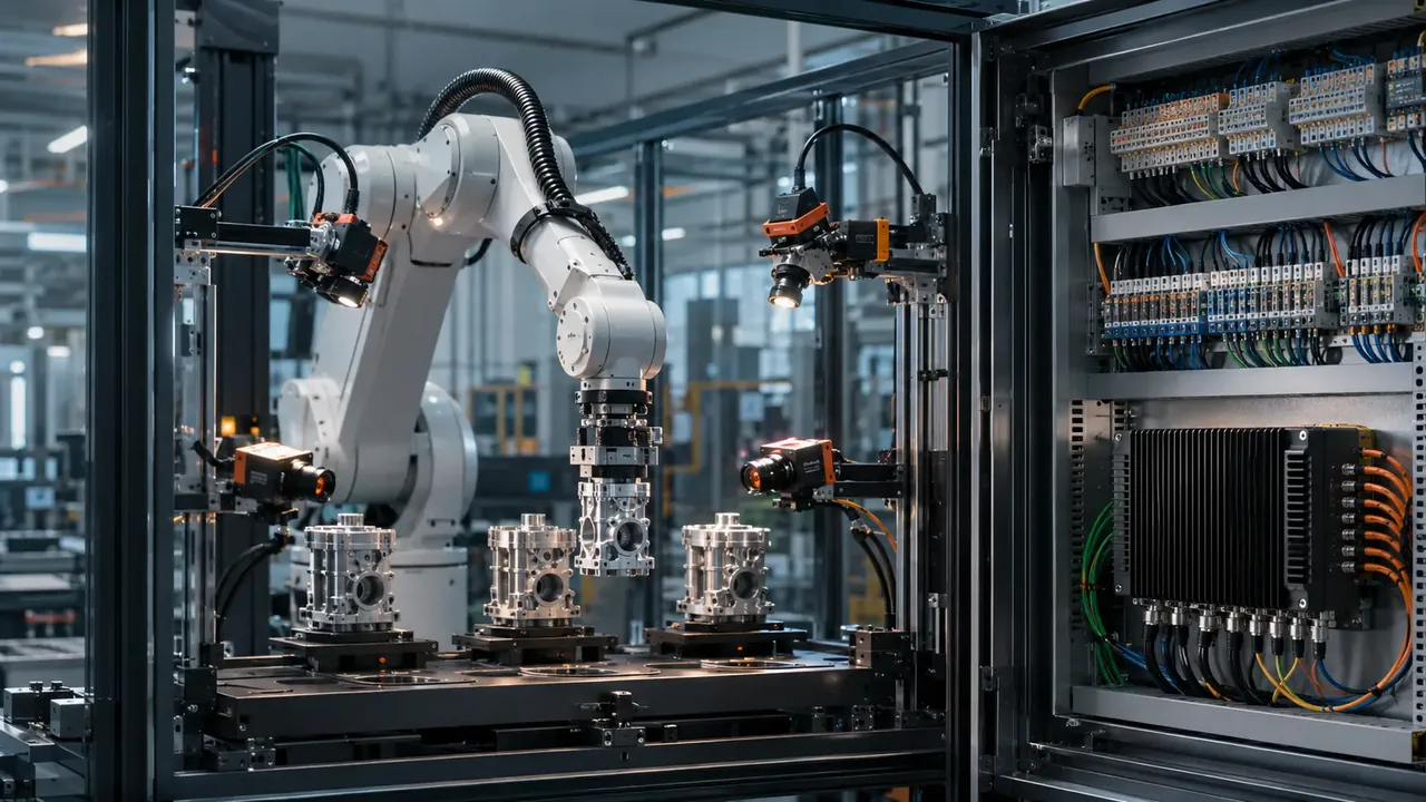 Machine-vision inspection cell with a rugged edge computer in a modern factory